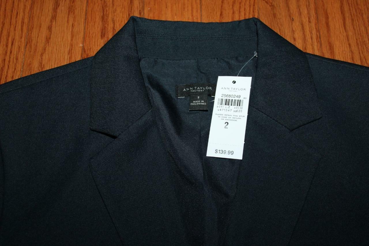 NWT Womens Ann Taylor Machine Washable 1-Button Blue Blazer Dark Navy Rinse *E1