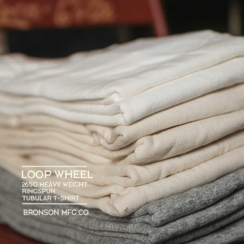 BRONSON Heavyweight Basic t Solid Cotton Loopwheel Tubular Athletic t Shirts Tee