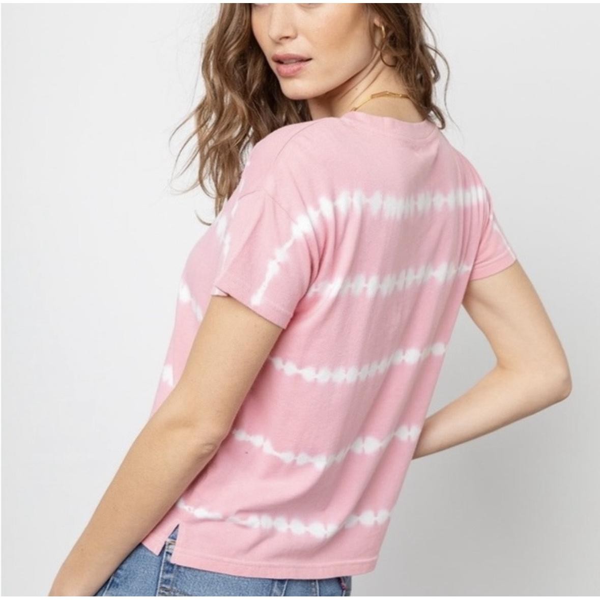 RAILS Women’s Roman Cotton Tee in Pink Waves Tie Dye-Size Small