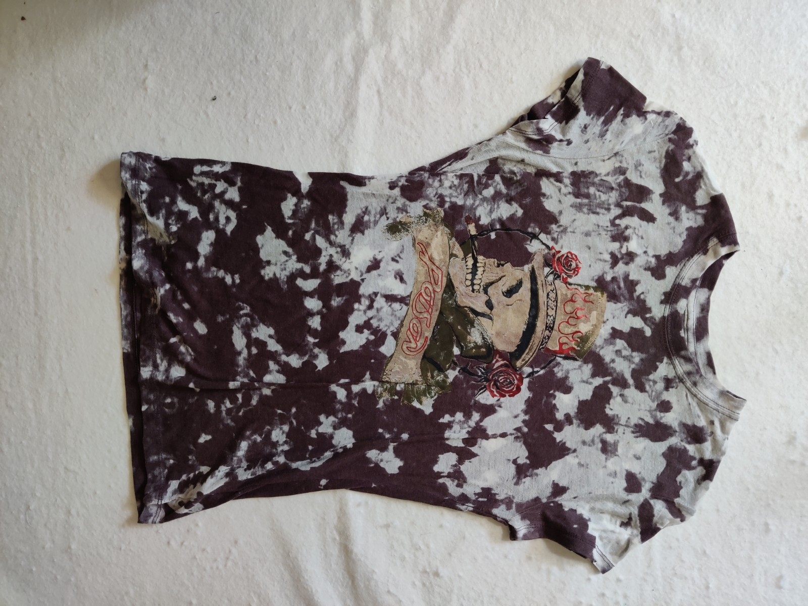 Vintage Vinyl Poison Skull Graphic 80’s Band T-shirt Burnout Tie Dye Junior L