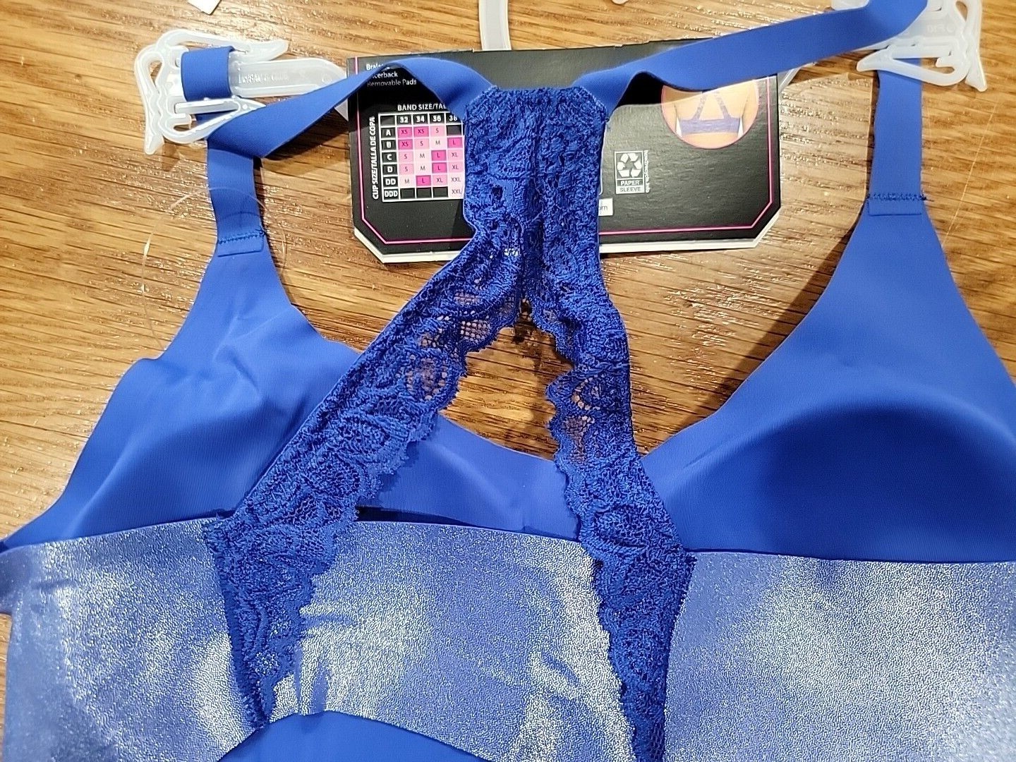 No Boundaries Juniors Lace Racerback Bralette Metallic Blue XS,S,M,L,XL,2XL,3XL