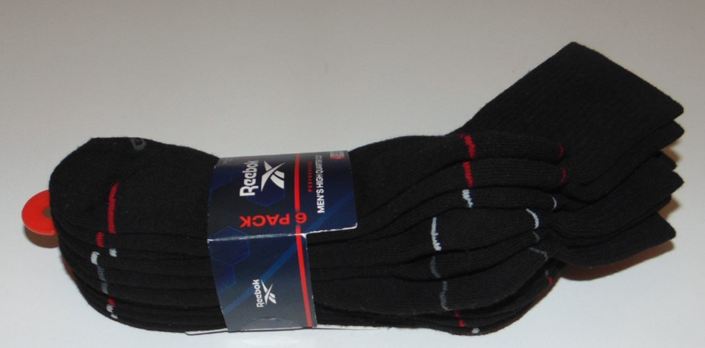 ~6 NWT Men’s REEBOK High Quarter Crew Socks! Shoe Size 6-12.5 Nice FS~