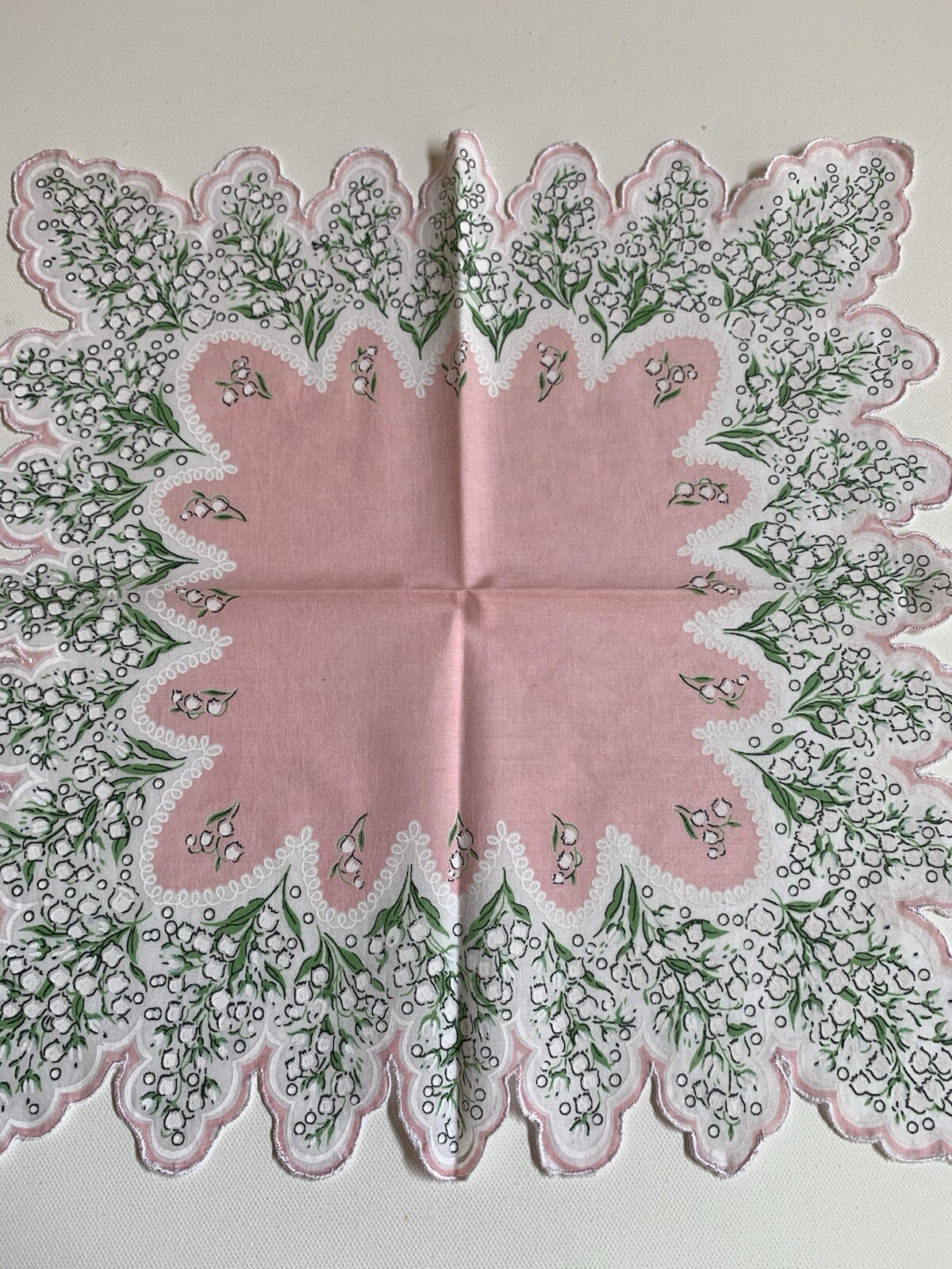 Beautiful New Pink Lily Of The Valley Floral Handkerchief – LuRay Hankie!