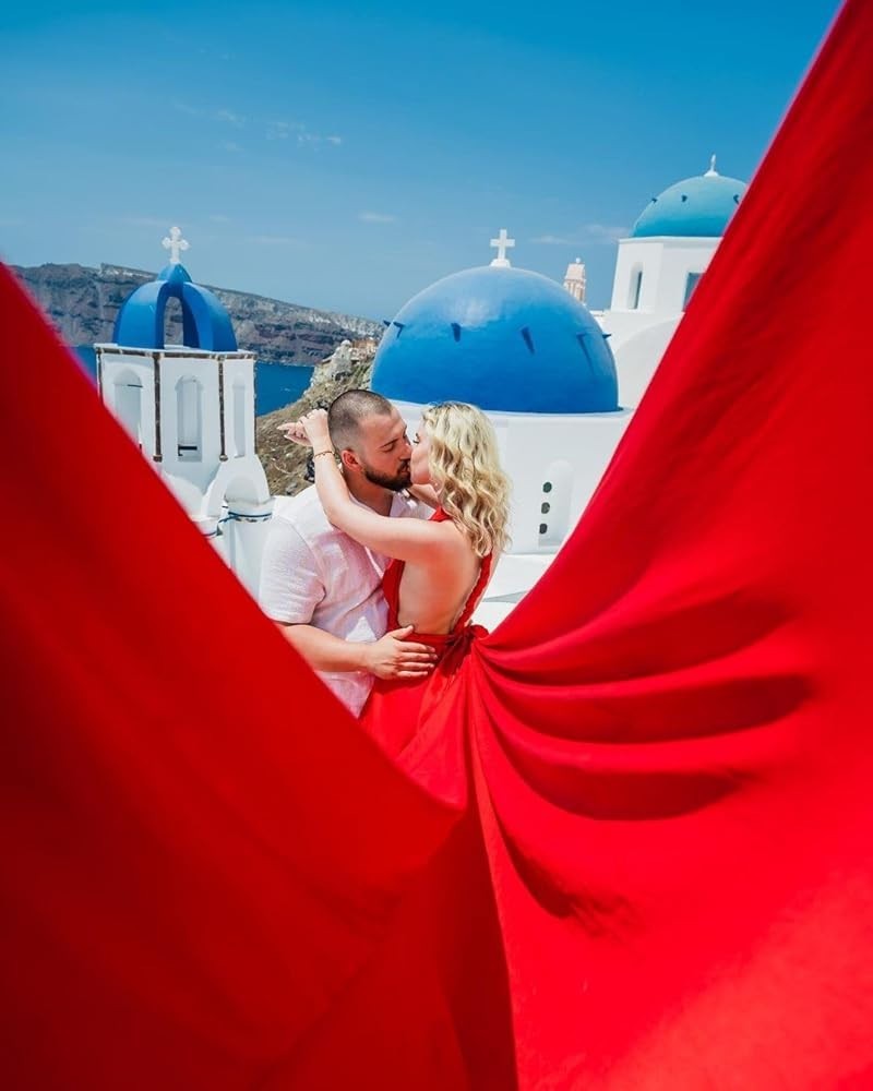 Red Long Flying Dress For Photoshoot Dramatic Flowy Dress Brown Gold Long Flying