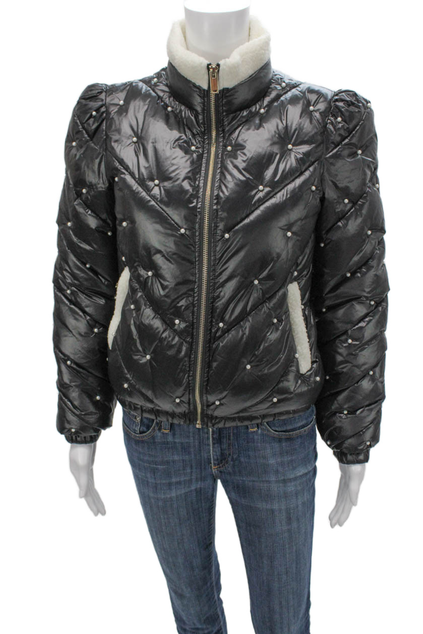 Generation Love Womens Black Quilted Nylon Puffer Jacket Long Sleeve Size XS