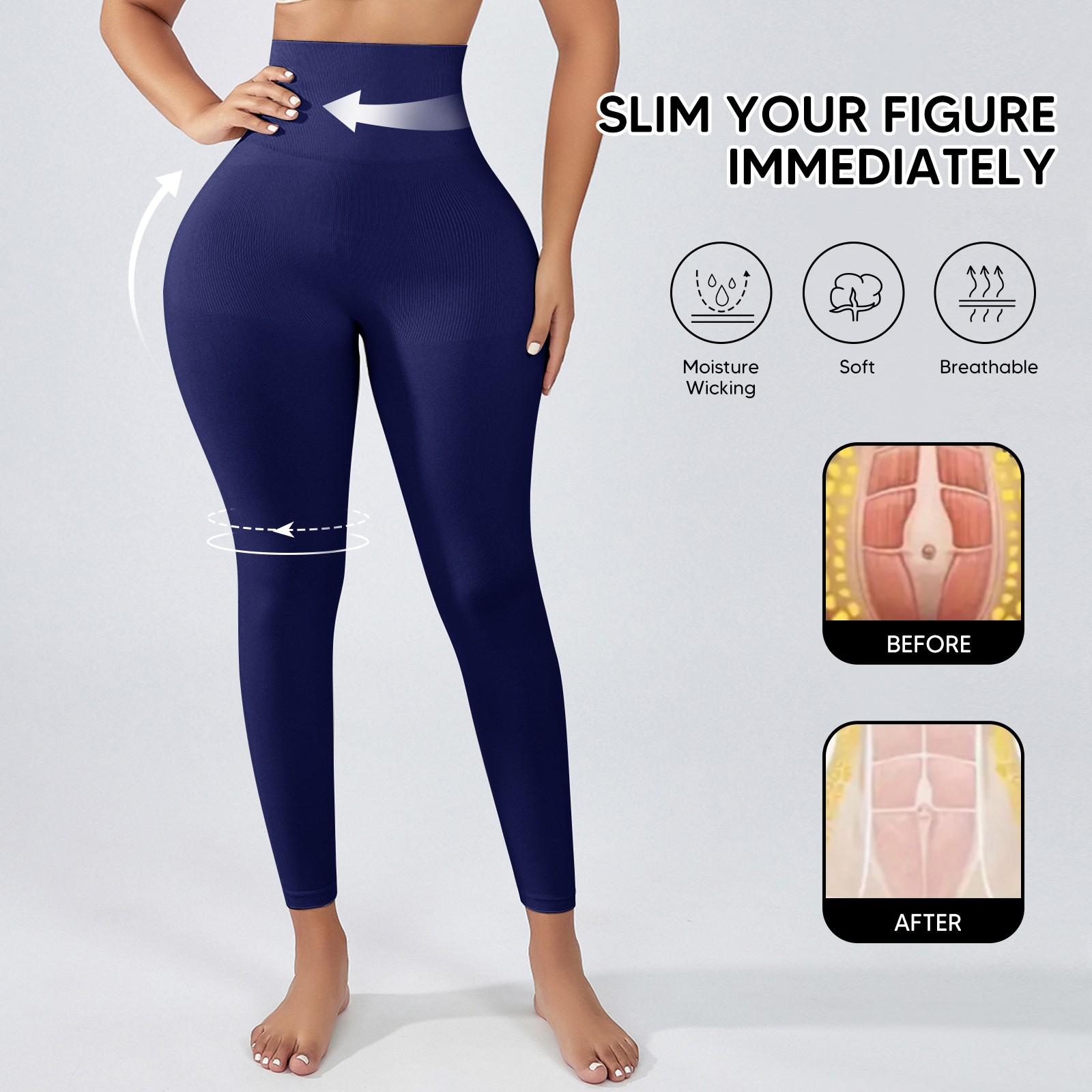 Slimming Anti Cellulite Compression Leggings High Waisted Tummy Control Pants
