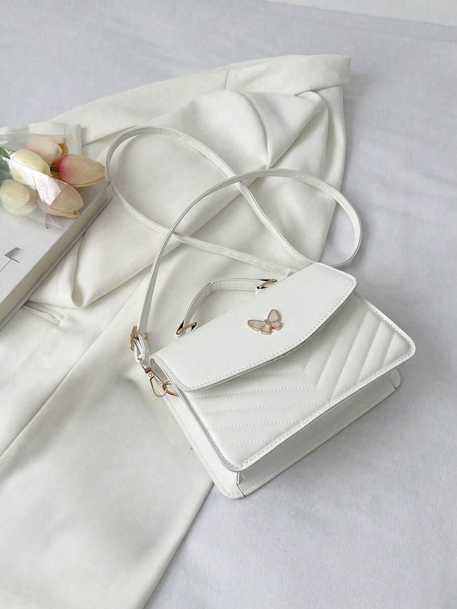 Women PU Leather Crossbody Bag Patchwork Bow Flap Square Shoulder Commute Purse