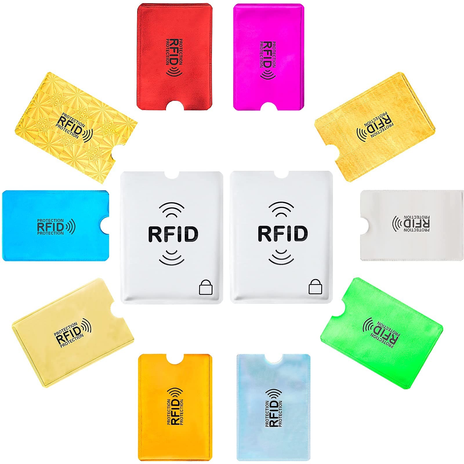 28 RFID Blocking Sleeves (24 Credit Card Protector Holders in 12 colors & 4 P…