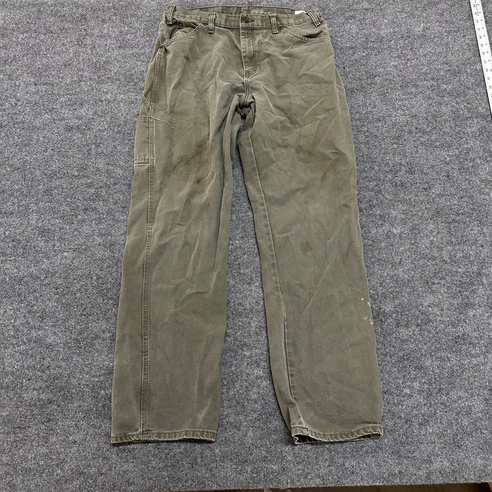 Dickies Carpenter Pants Mens Size 34×32 Green Cotton Canvas Utility Workwear