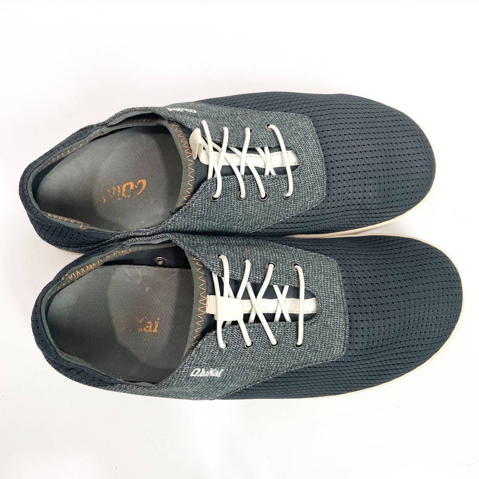 Olukai Mens 9 Nohea Moku Slip On Sneaker Boat Shoe No Tie Gray 10283