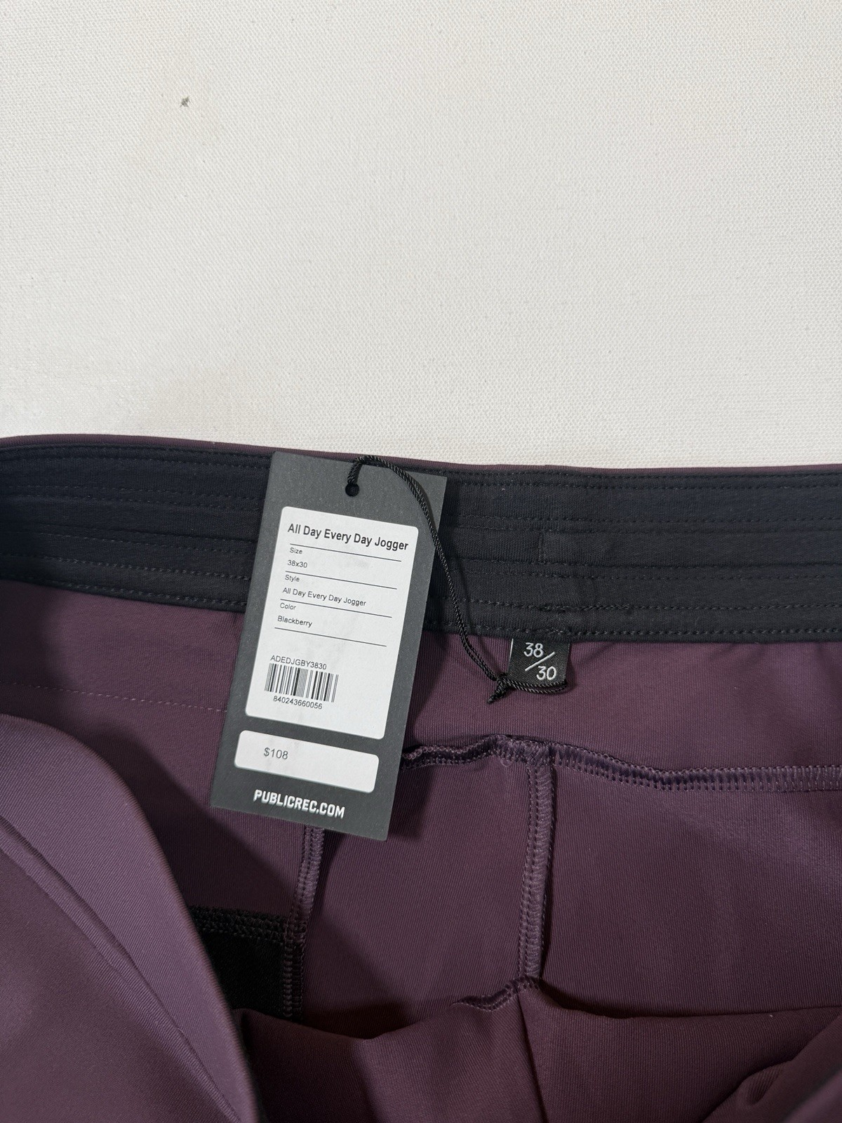 Public Rec Jogger Pants Mens 38×30 Blackberry Performance All Day Every Day NWT