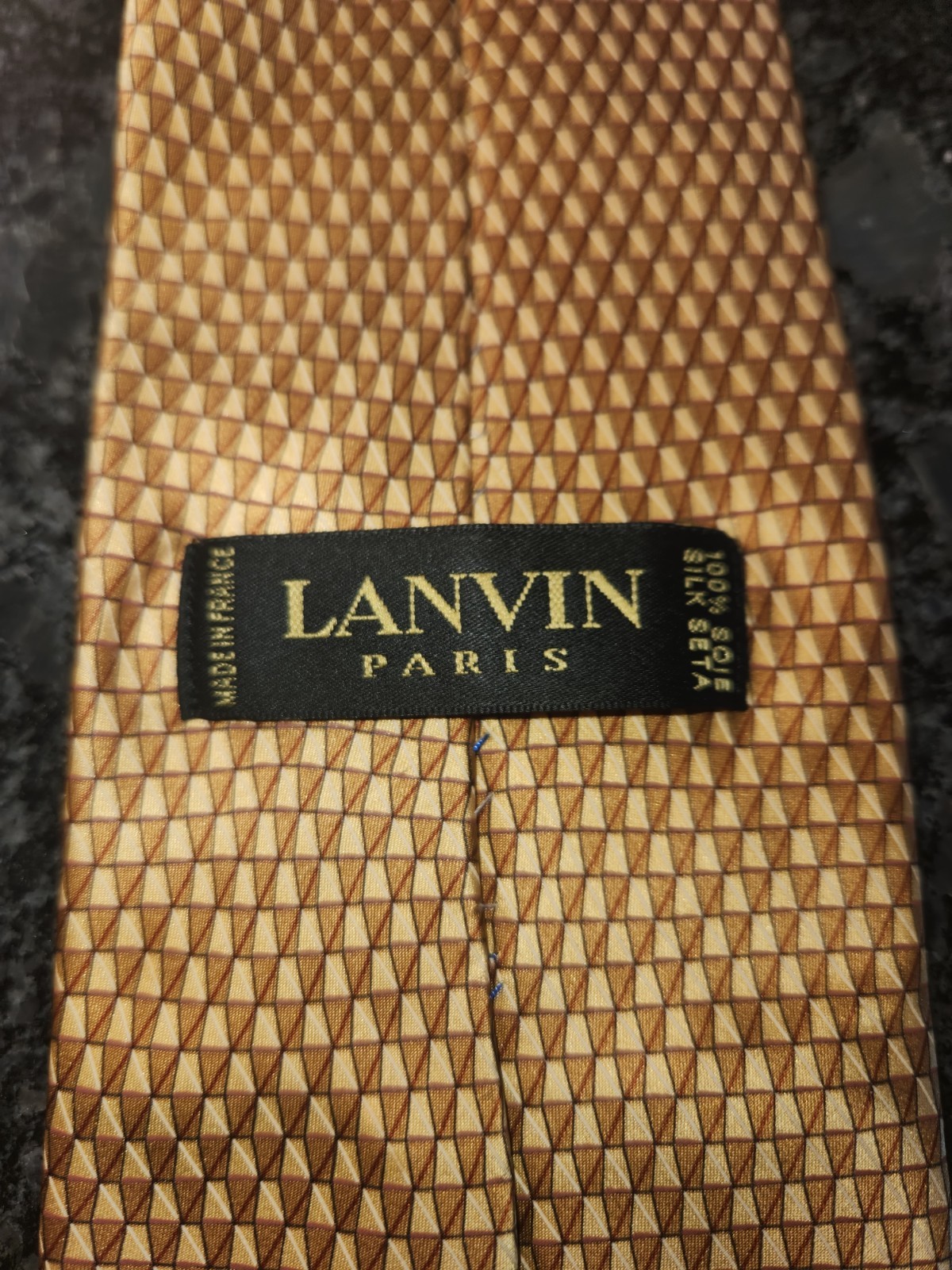 Lanvin Paris Gold Chain Silk Tie Made In France 58″-3.5″ Great Condition