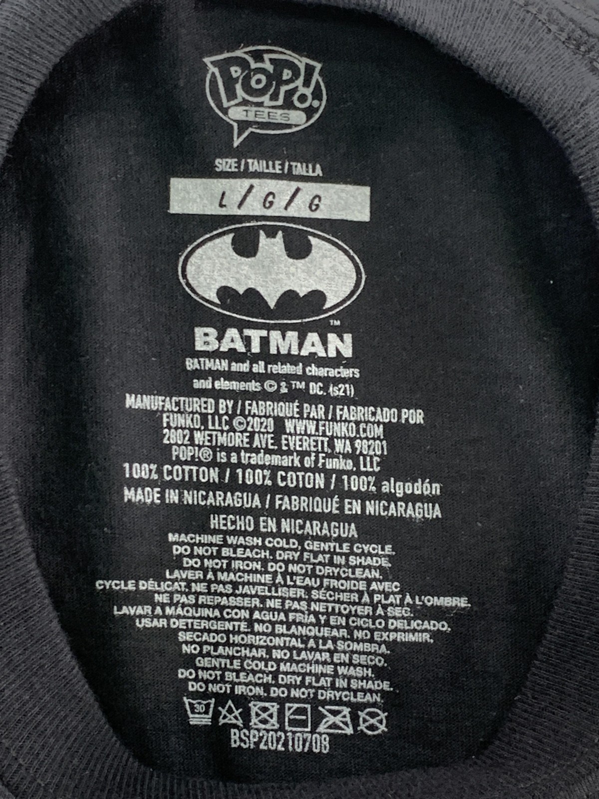 Funko Pop Tees Shirt Mens Large Black The Joker DC Comics Batman Graphic Tee 100