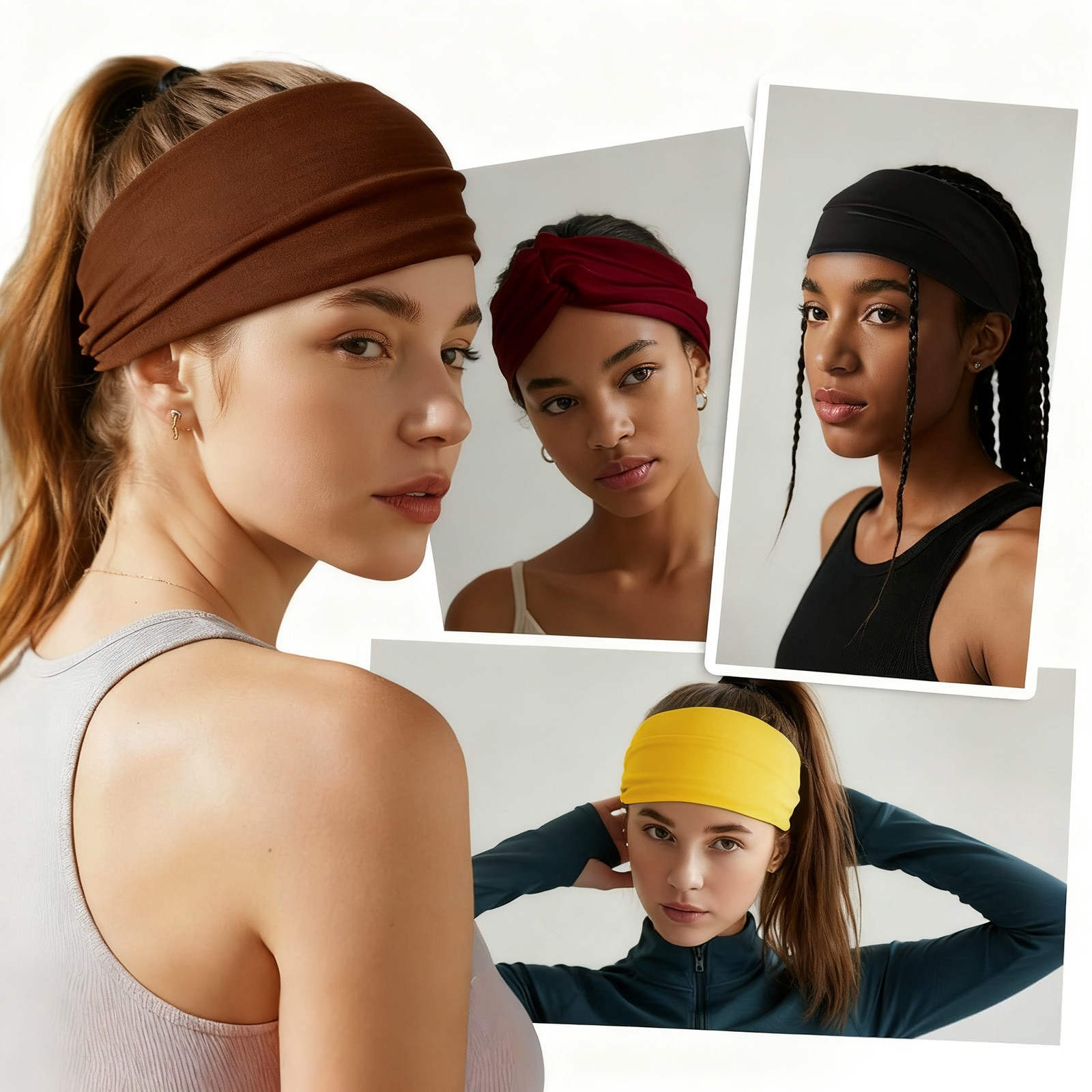 10PCS Women’s Wide Sports Headbands Soft Stretchy Hair Bands for Yoga, Workouts