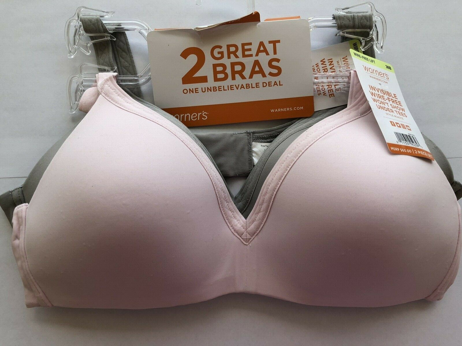 Warners Wirefree Bras T-Shirt Lined Seamless Cups Set of 2 Style 4011 Retail $60