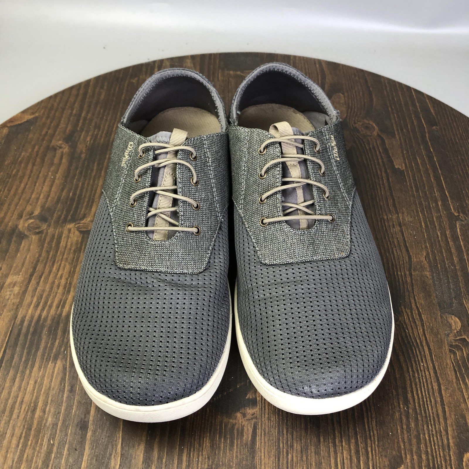 OluKai Nohea Moku Shoes Mens Size 12 Gray Mesh Lace Up Casual Boat Shoes Comfort