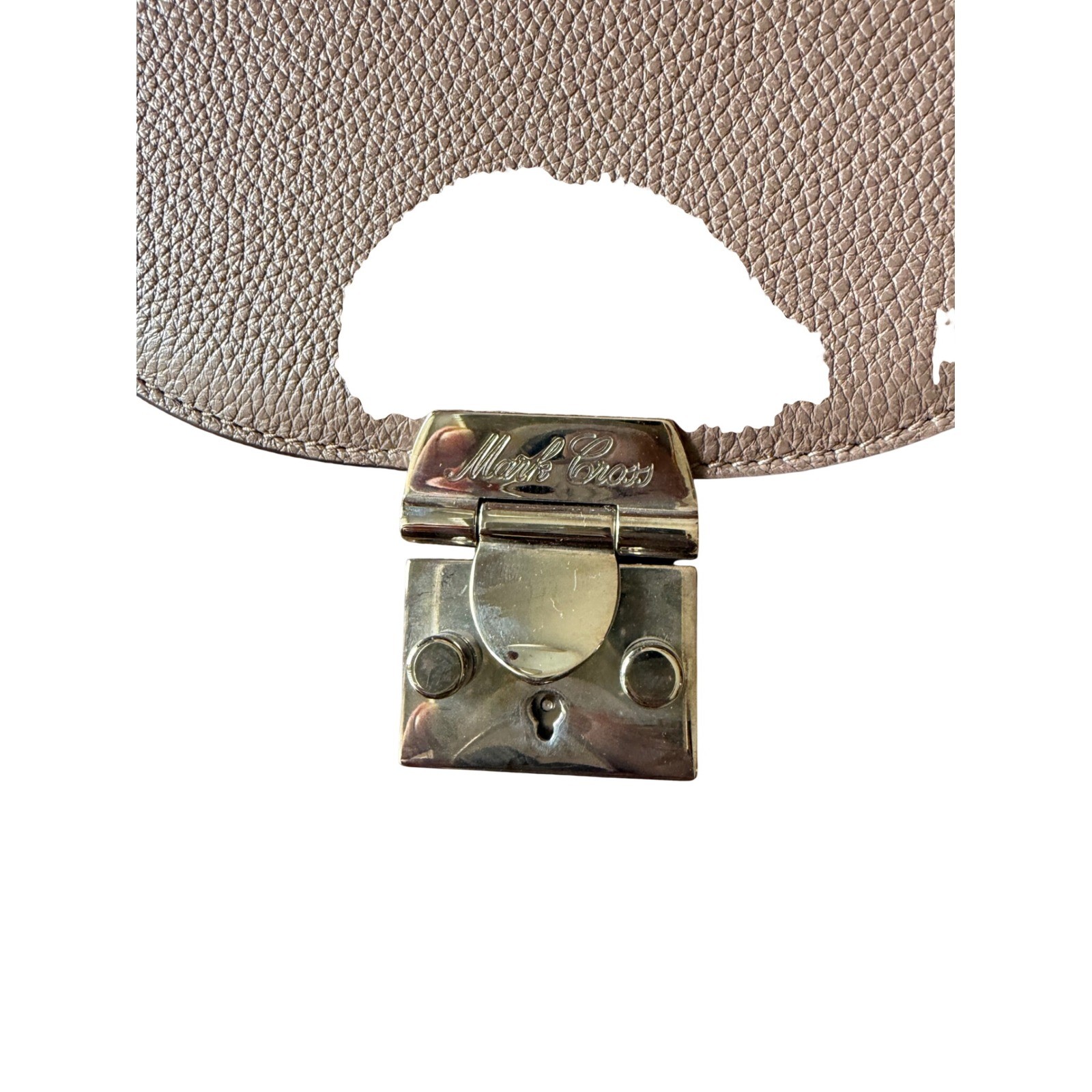 Mark Cross Murphy Taupe Pebbled Leather Top Handle Crossbody Bag Made in Italy