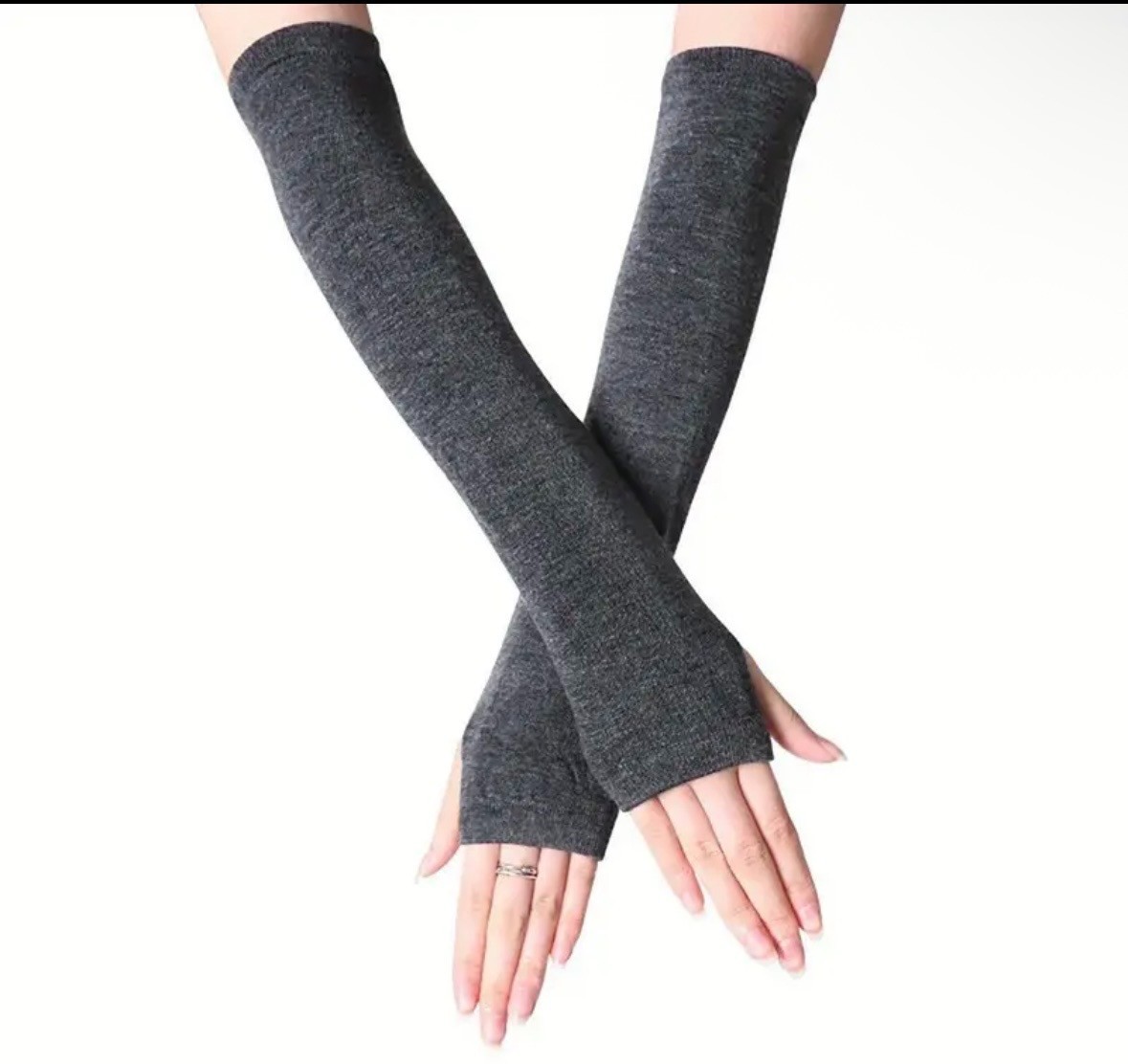 Long Arm Warmers Solid – Striped Fingerless Gloves Winter Wrist Warmer for Women