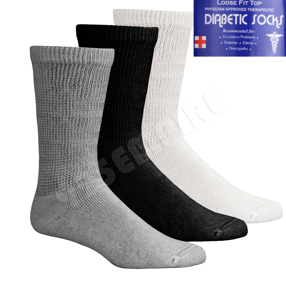 Lot 3 6 12 Pairs Men’s Circulatory Diabetic Crew Socks Size 9-11 10-13 13-15