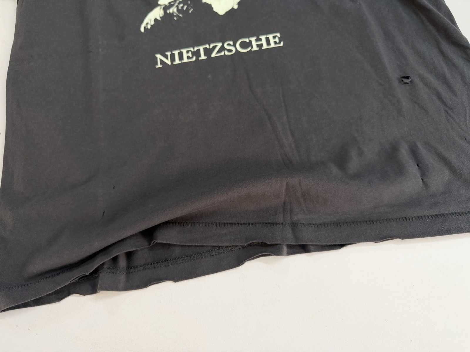 VINTAGE ENFAN RICHES COTTON T SHIRT NIETZSCHE PRINT HIP HOP HIGH STREET TOP TEE
