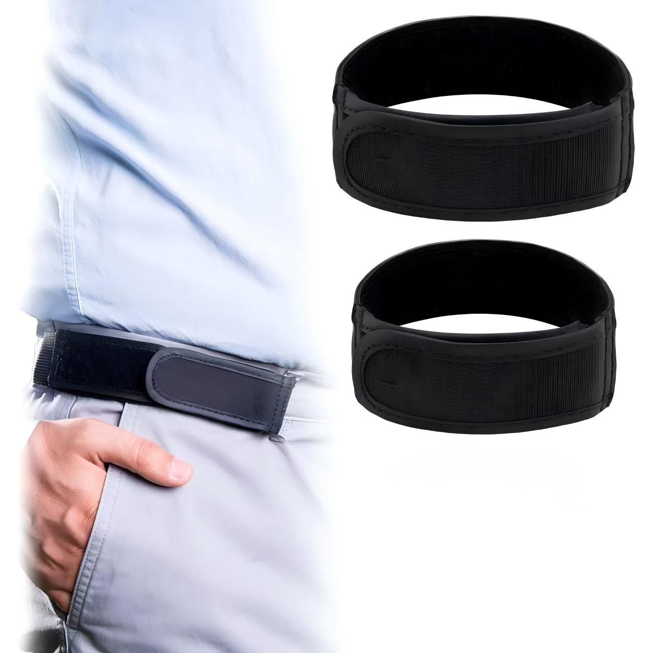 2PCS Adjustable No Buckle Belt for Men Elastic Stretch Waist Comfort Belt