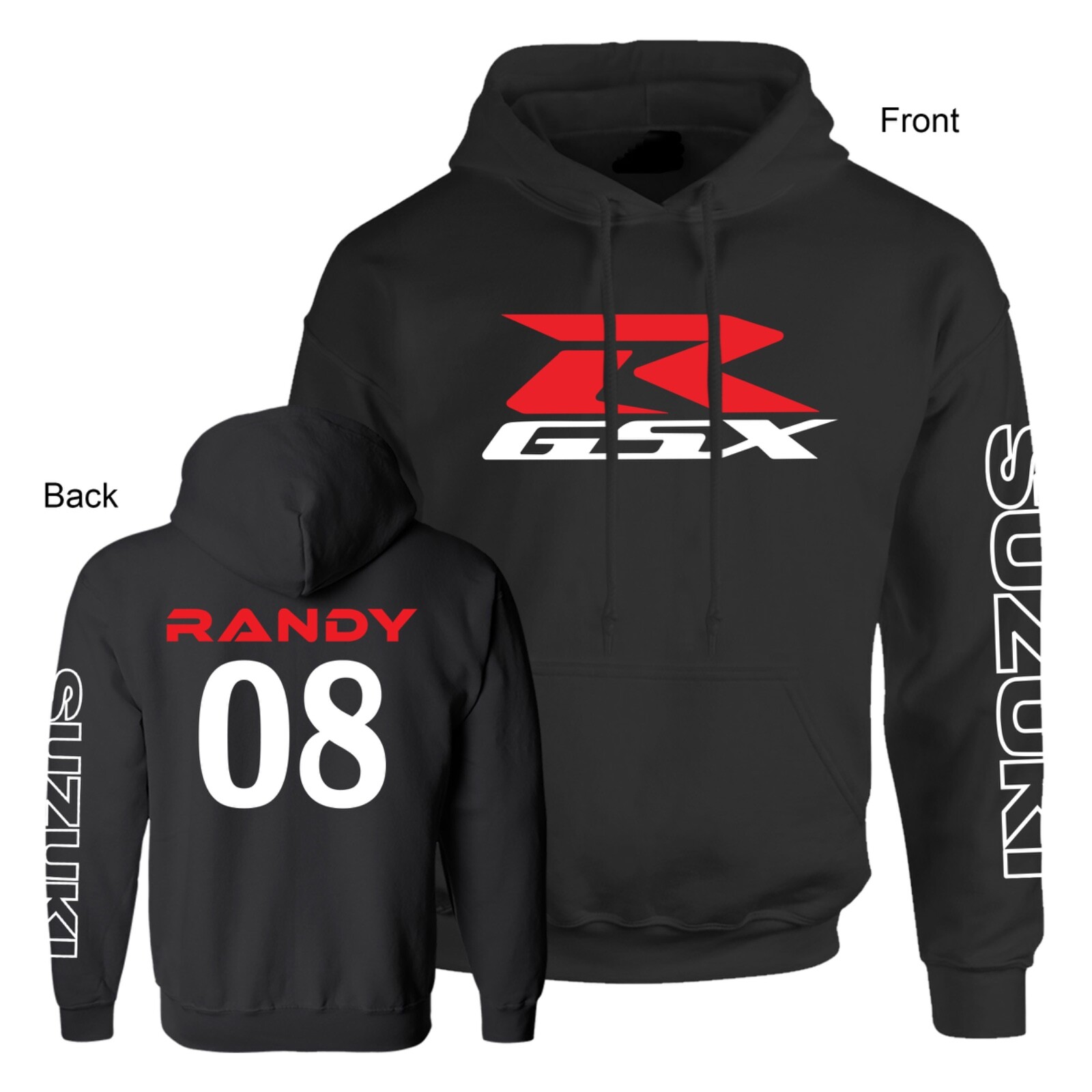 Custom Hoodie, 2xl White Hoodie Suzuki (requested from buyer)