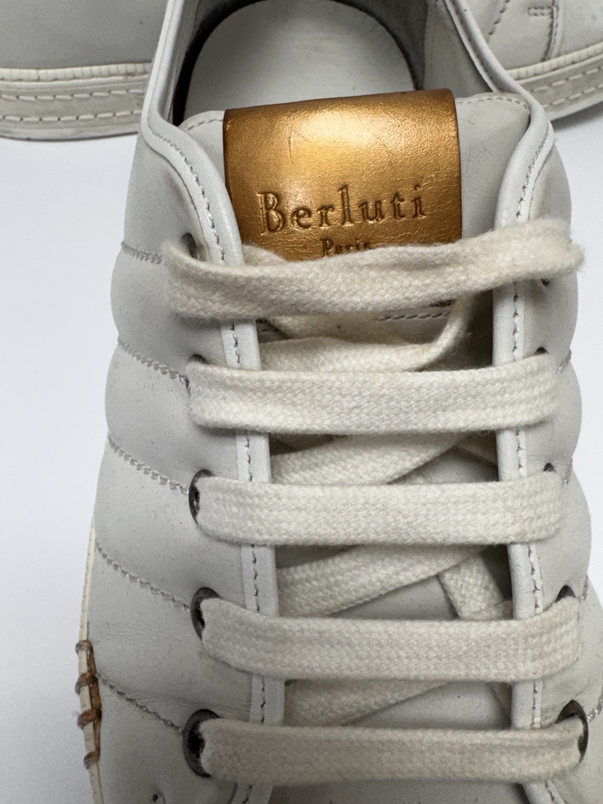 BERLUTI “Playfield” White Leather Low-Top Sneaker Shoes men’s size 8 US