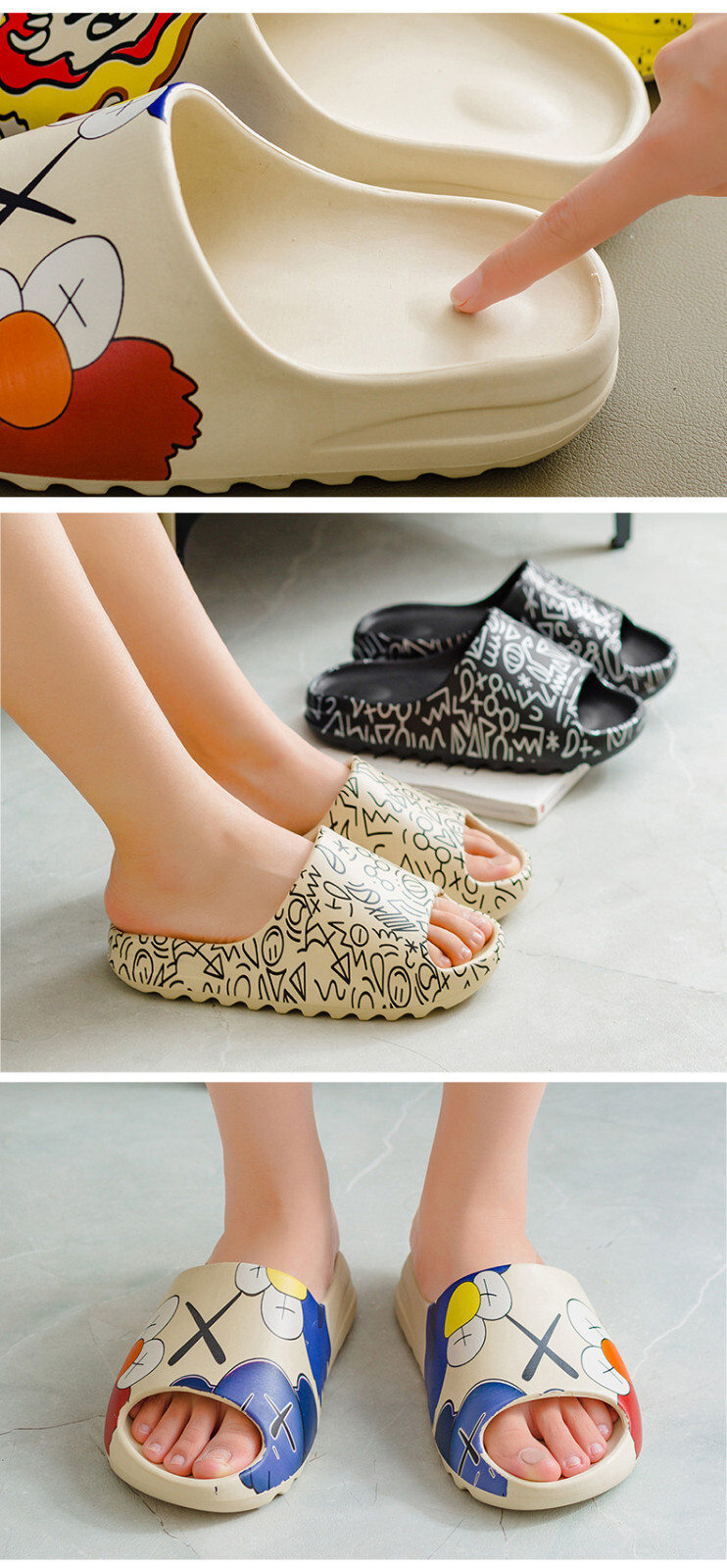 Cartoon Cozy Pillow Slides Anti-Slip Sandals Slippers Cloud Home Outdoor Shoe