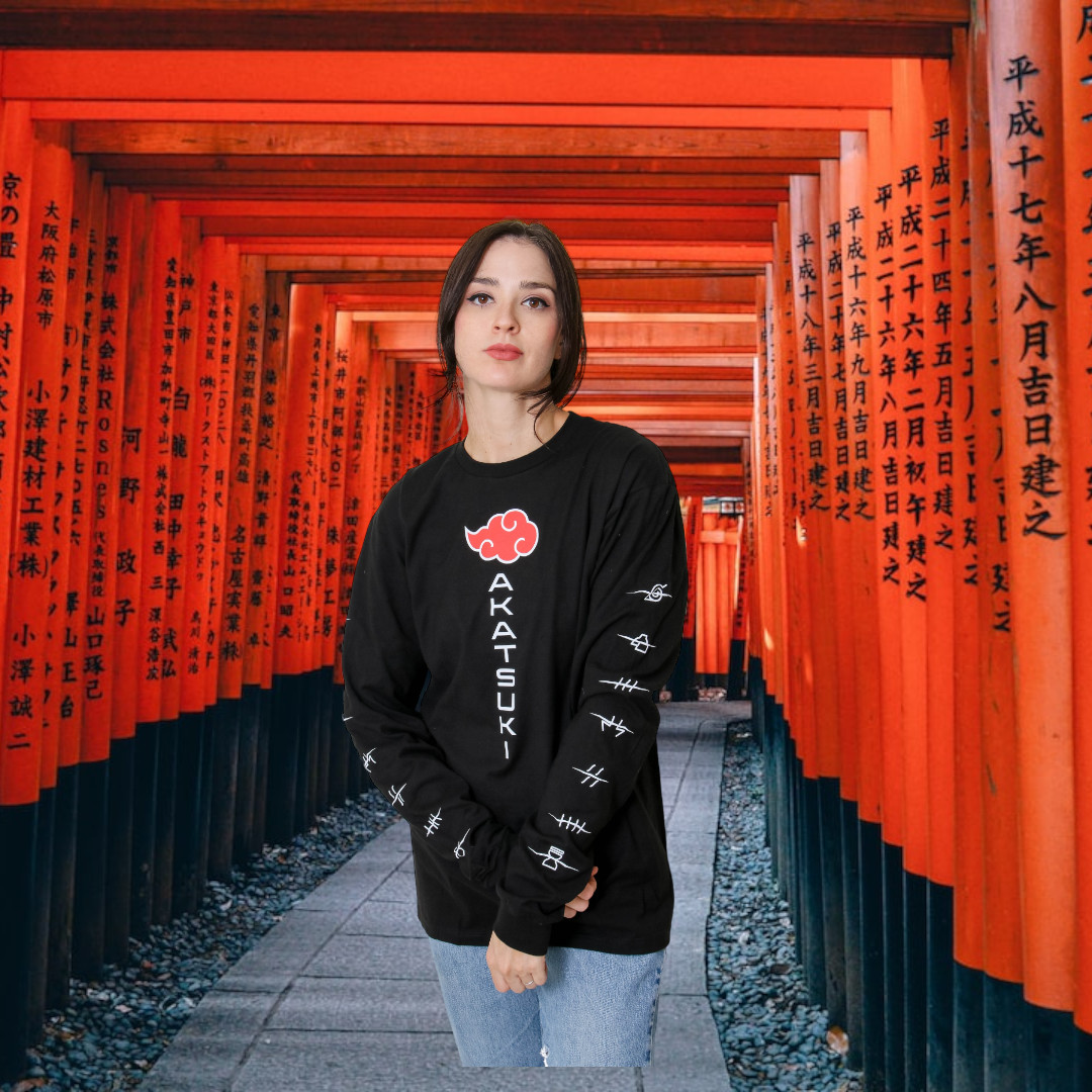 Naruto Shippuden Akatsuki Anti Village Symbols Cloud Anime Adult Unisex Long Sle