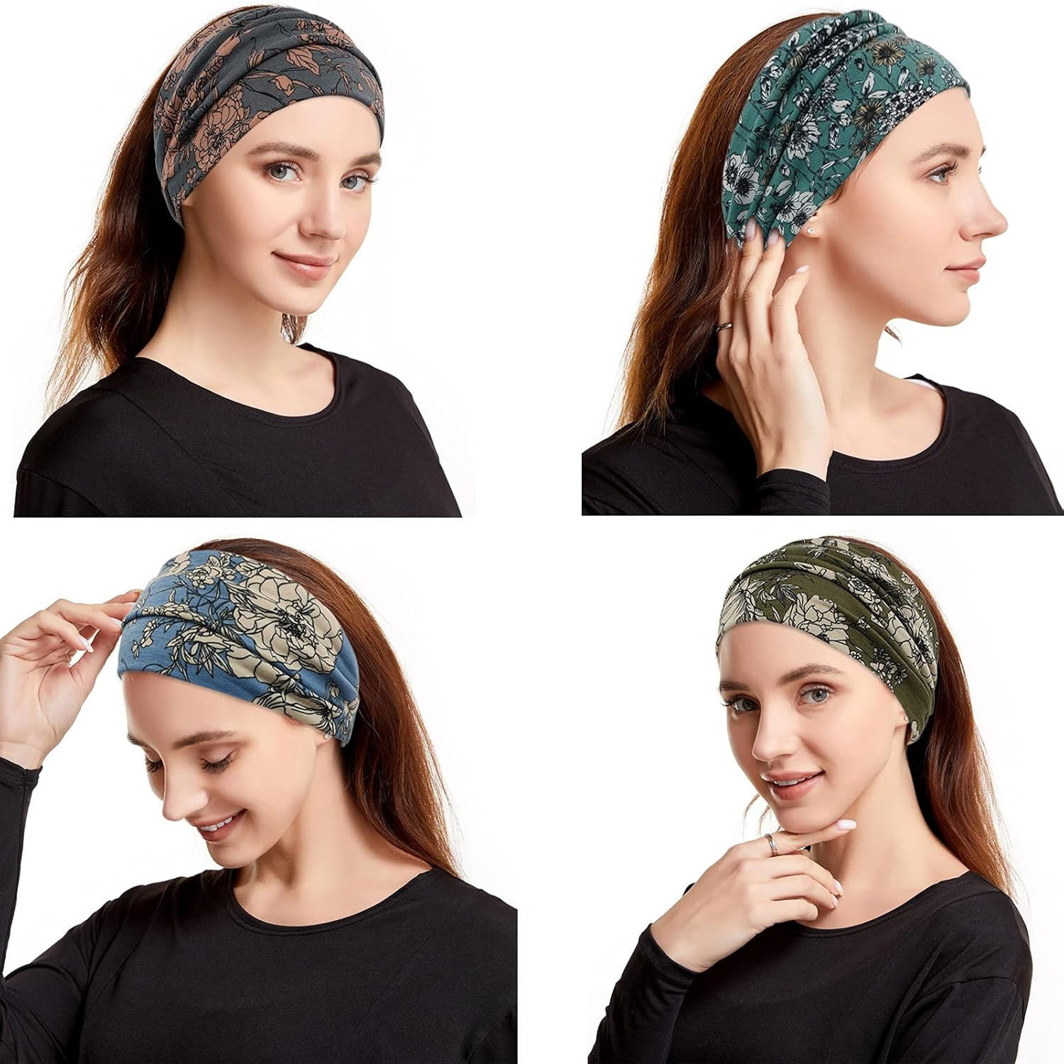 Wide Boho Headbands for Women Fashion Knotted Headband Yoga Workout Hair Accesso