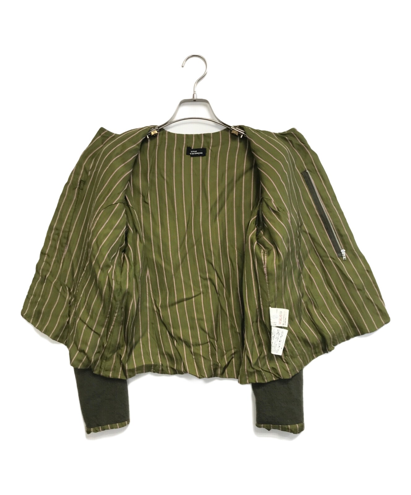 tricot COMME des GARCONS / Collarless Shrink Jacket/ Green/ Size: Not specified