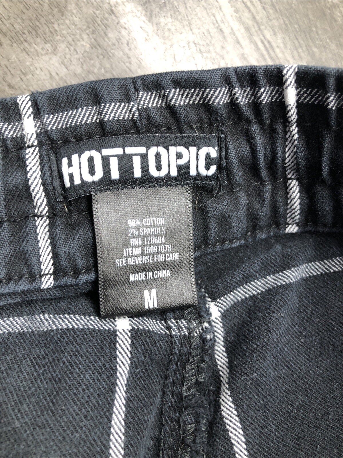 Hot Topic Womens Size M Cargo Jean Pants Black White Checkers Zippers