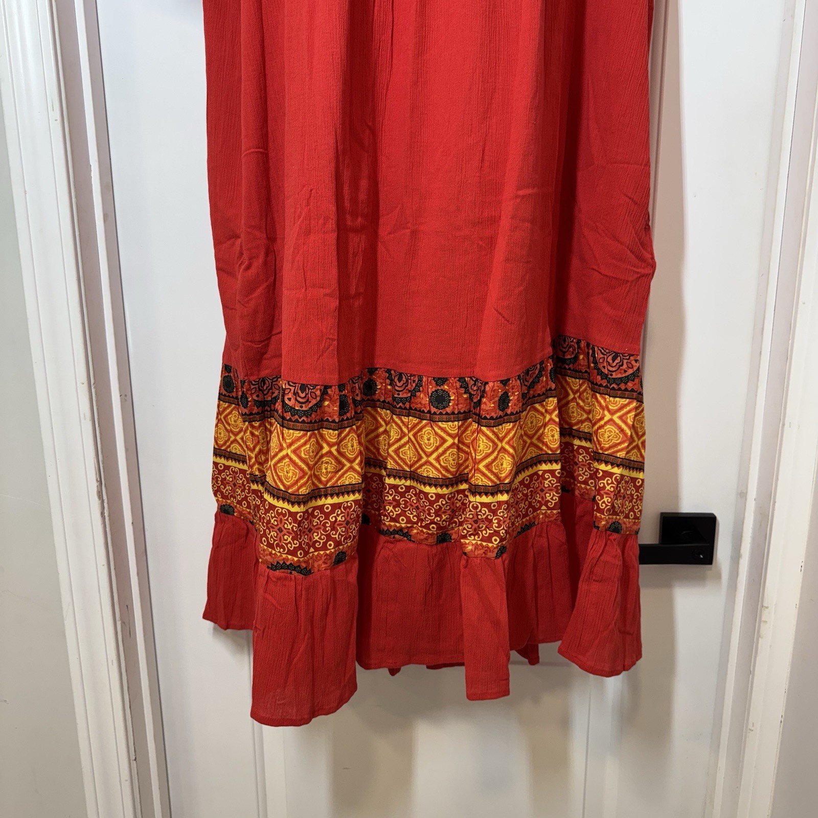 NWT National House Patio Dress Red Santa Fe 2X Crinkle Muumu Pullover Artsy Boho