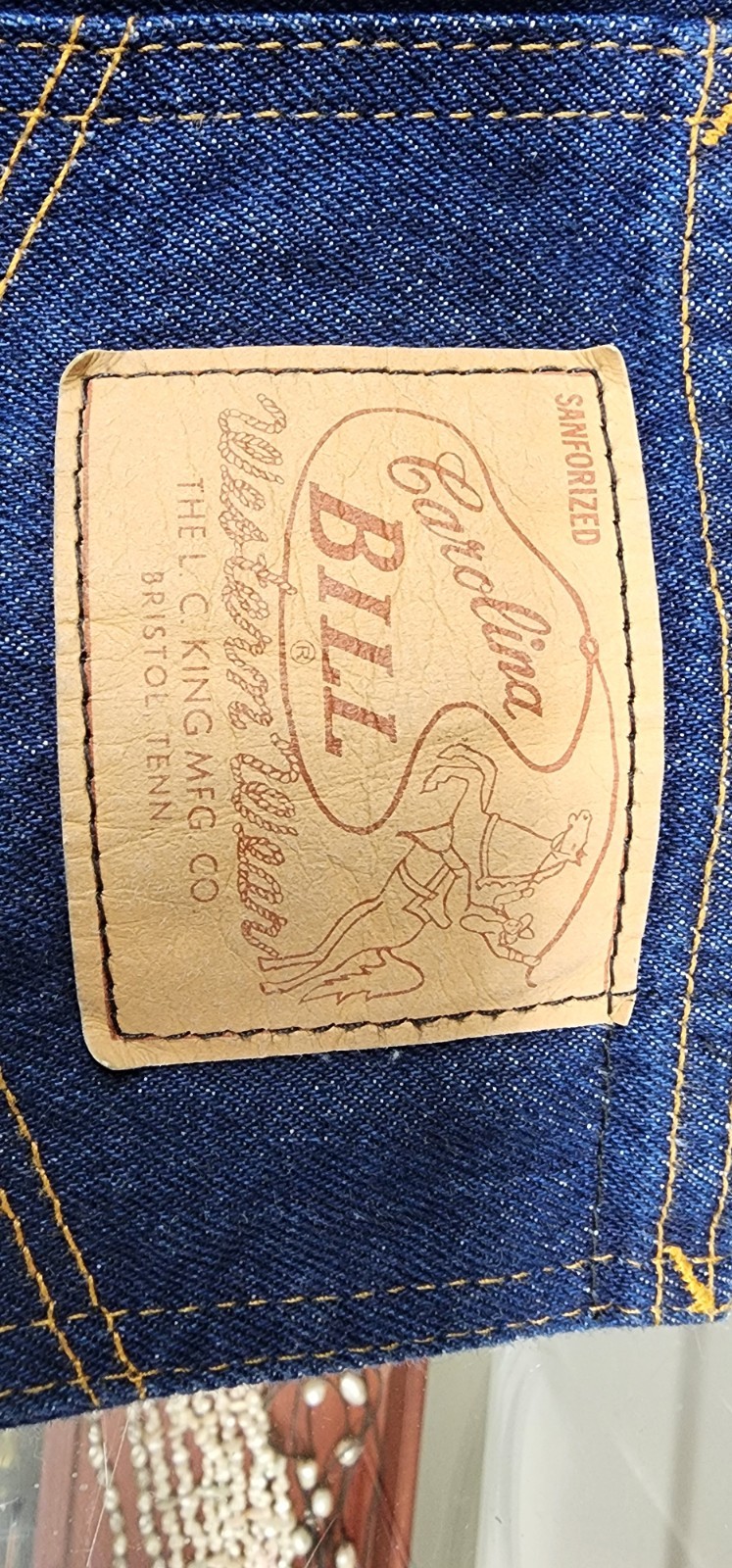 VINTAGE CAROLINA BILL WESTERN WEAR JEAND LC KING MFG. CO BRISTOL TENN
