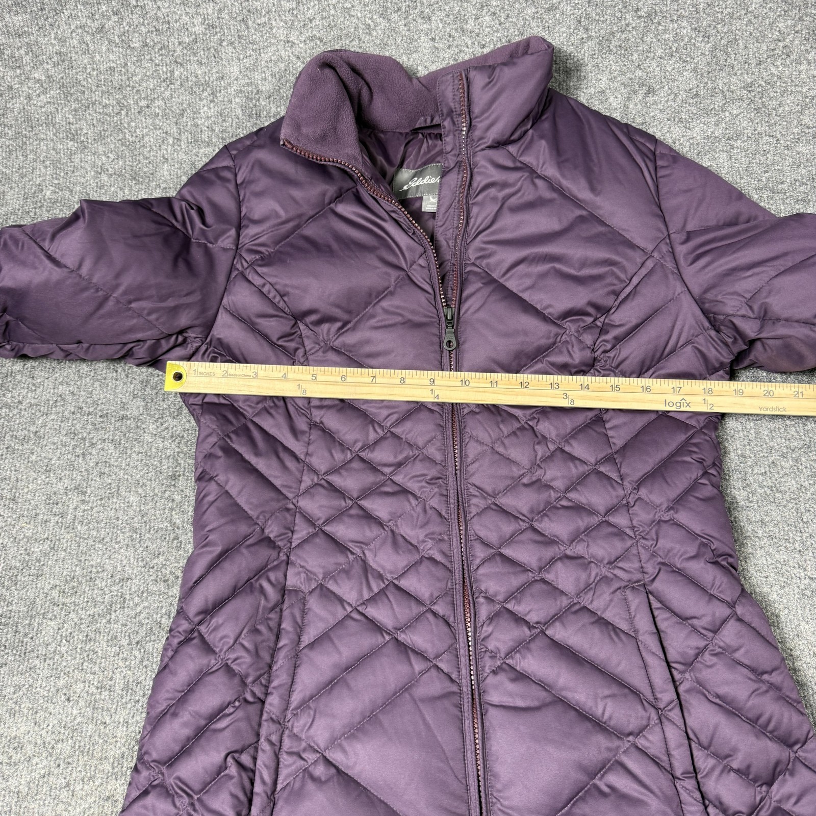 Eddie Bauer Down Puffer Coat Womens Small Purple Quilted Mid Length Warm
