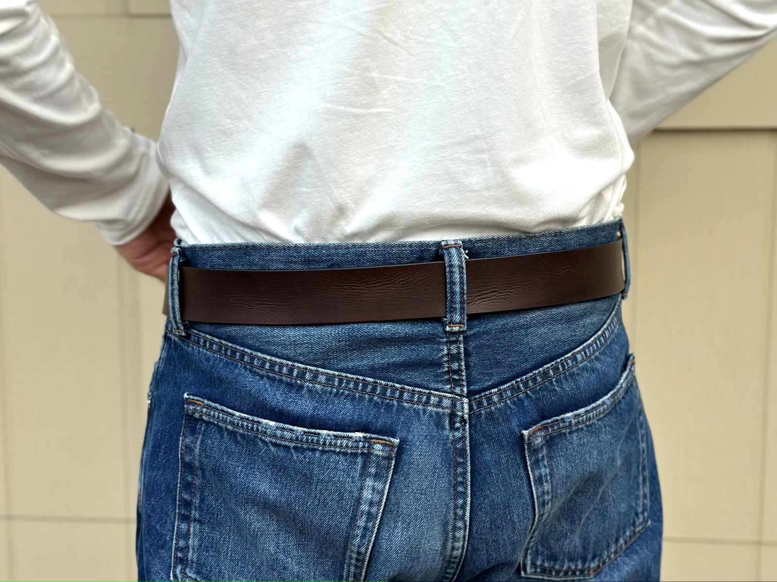 Handmade Genuine Men’s Belt Full Grain Leather Without Buckle Heavy Duty Western