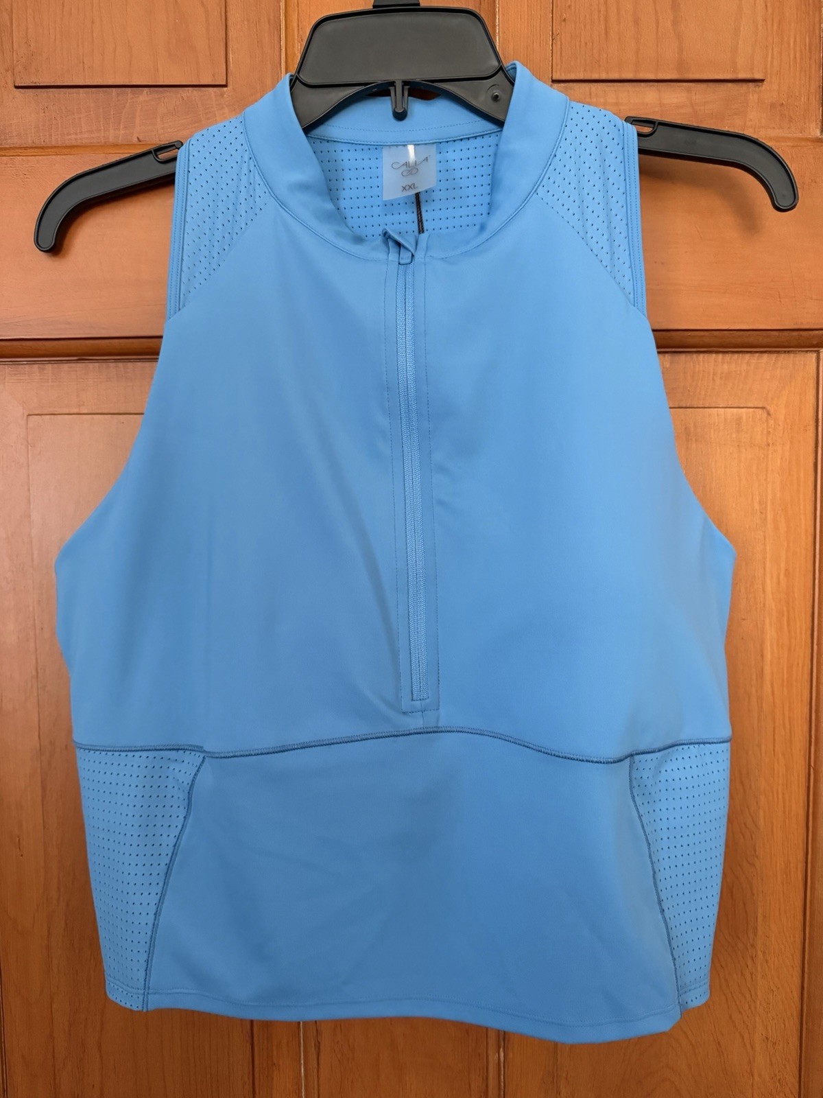 Women’s Calia Powermove 1/2 Zip Crop Sleeveless Tank Tranquil Blue Size XXL NWT