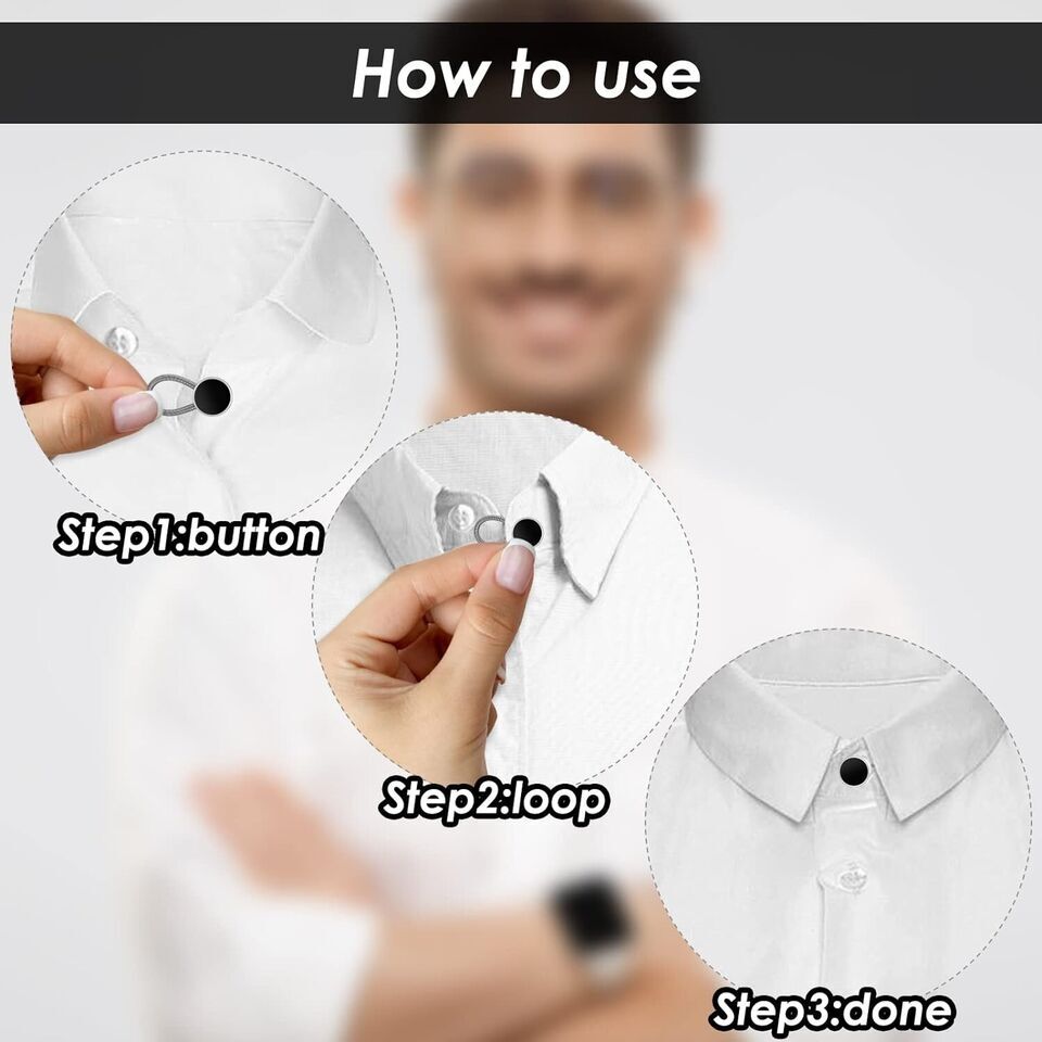 10Pcs Collar Extenders Elastic Button Extender Neck Extenders for Shirt Pant USA
