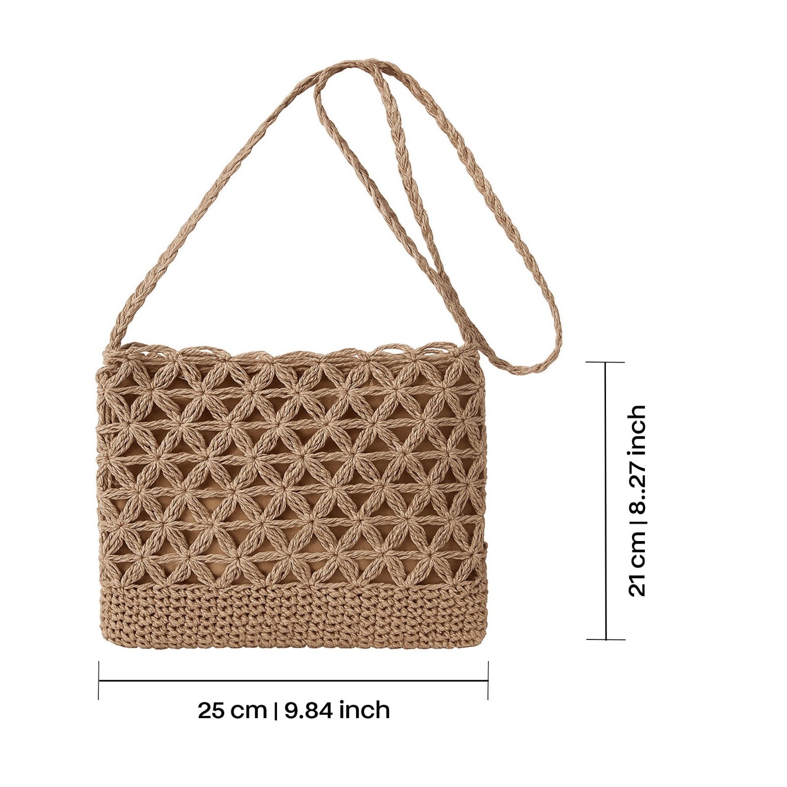 Handmade Straw Crossbody Bag Boho Floral Crochet Shoulder Bag Free Shipping US