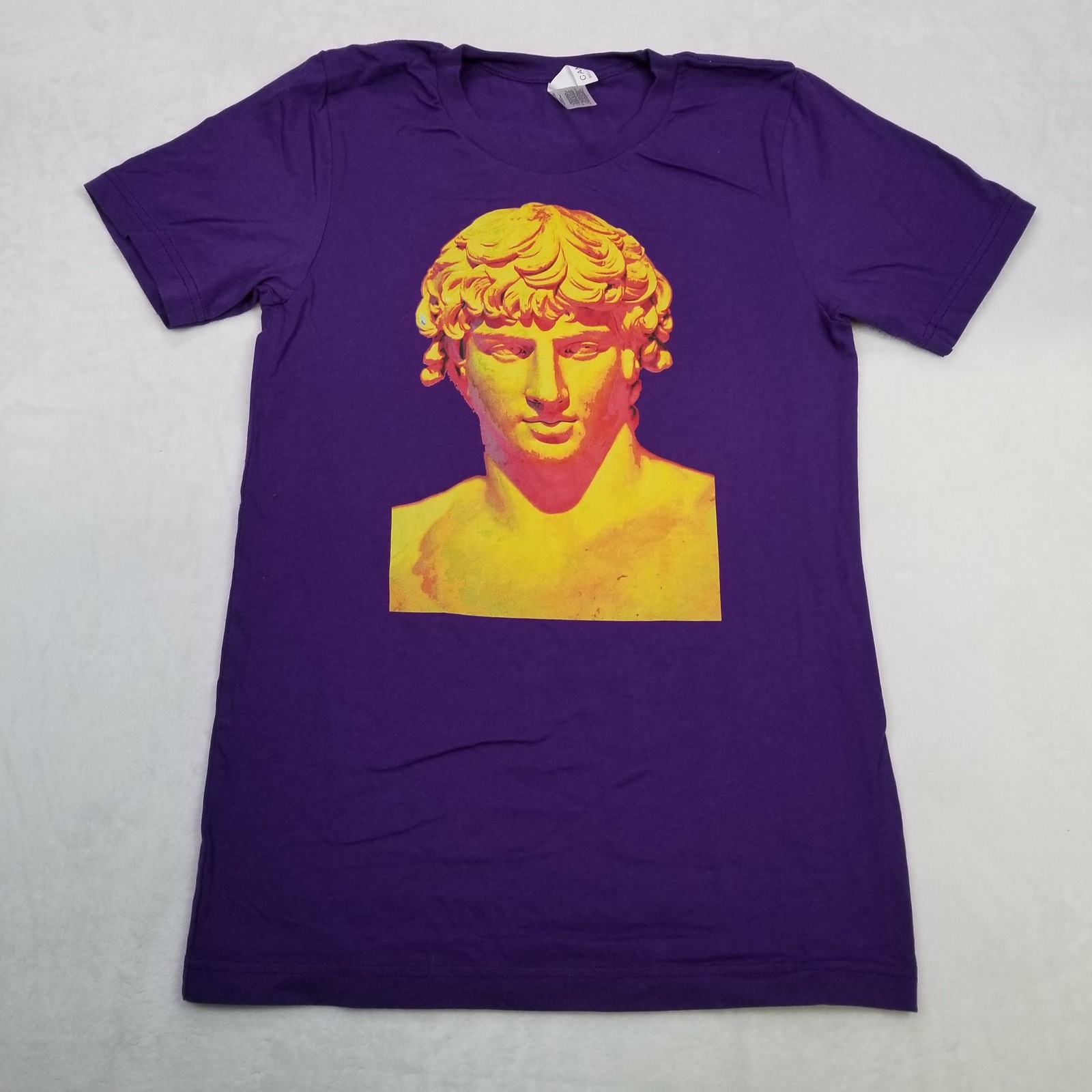 Bella + Canvas Mens Purple Large Classical Roman Statue Bust Graphic Shirt Small