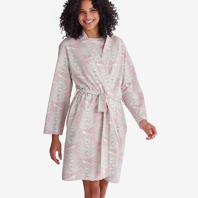Printed Pima Cotton Women’s Kimono Robe