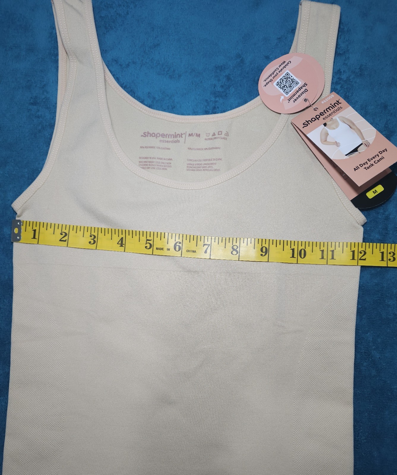 Shapermint Essentials Everyday Scoop Neck Cami Beige Sz M #62008