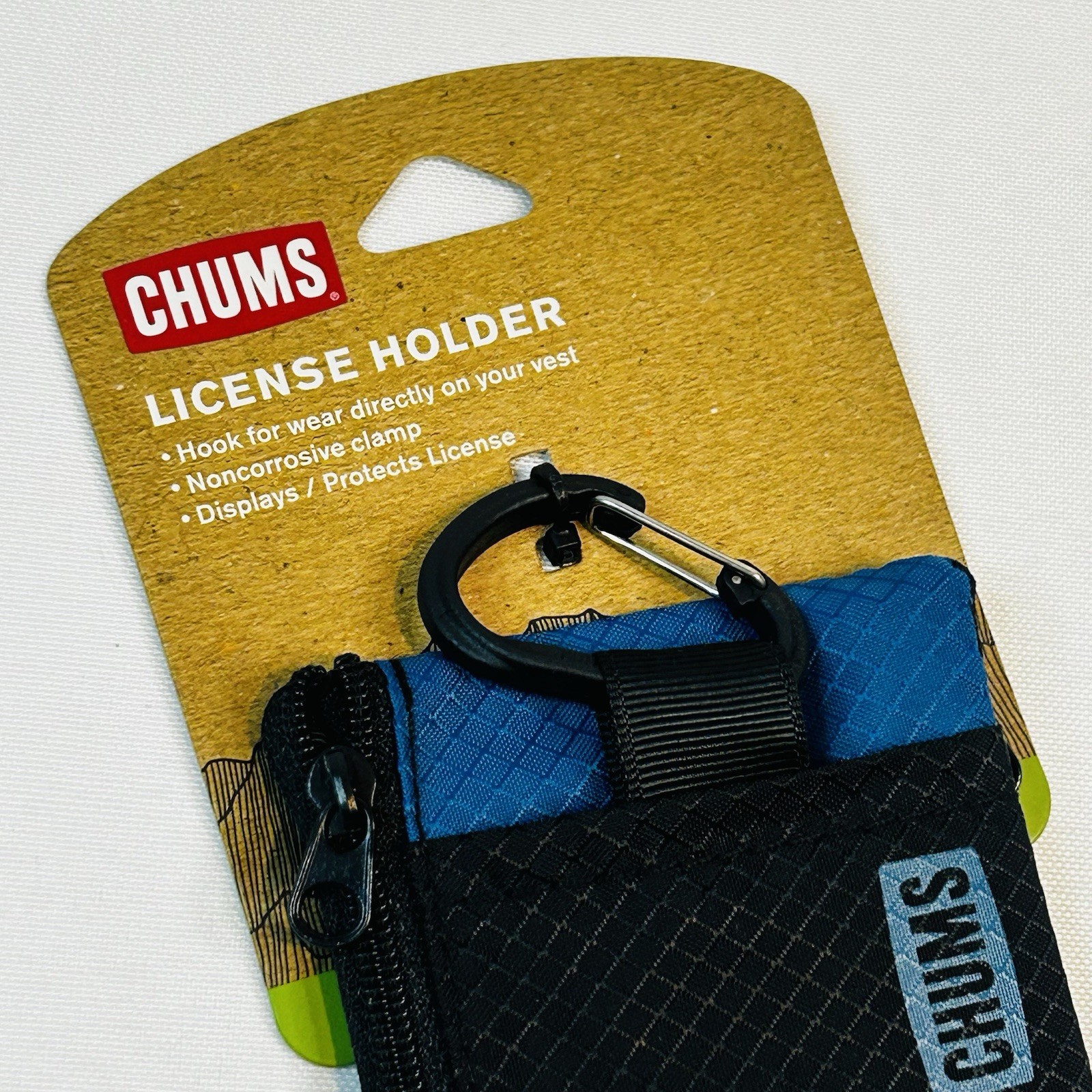 Chums Wallets License Holder Black Blue ID Holder Zipper Keyring