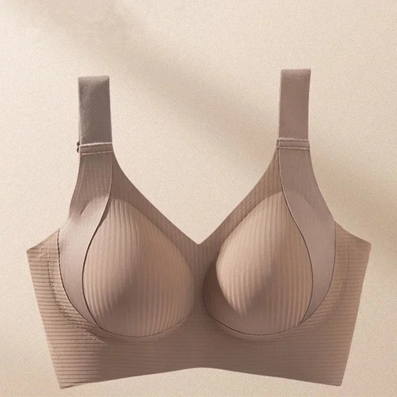 Anti-Sagging Nylon Full Cup Design Seamless Side Support Bra Soft Bralette No