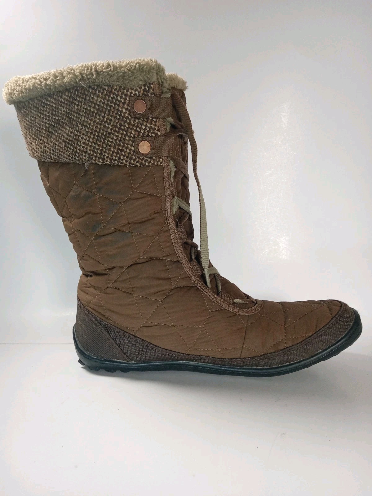 Columbia Women’s Minx Mid II Omni-Heat Tweed Boots Size 10.5 Faux-Fur Collar