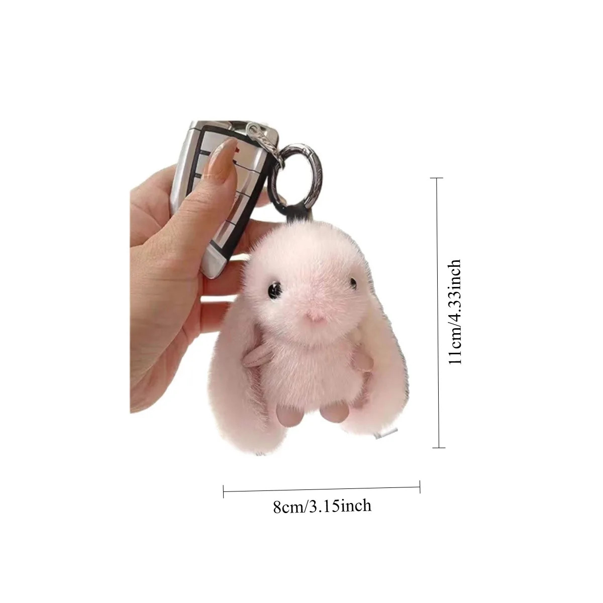 1Pc Cute Fluffy Rabbit Keychain Ring Plush Pompon Bunny Bag Pendant for Couple C