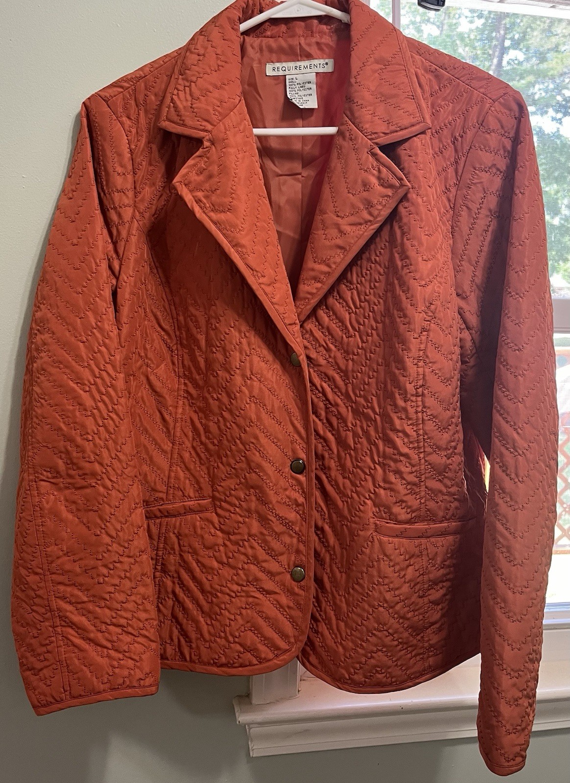 Requirements Women’s Orange Chevron Quilted Button Lined Jacket Size L