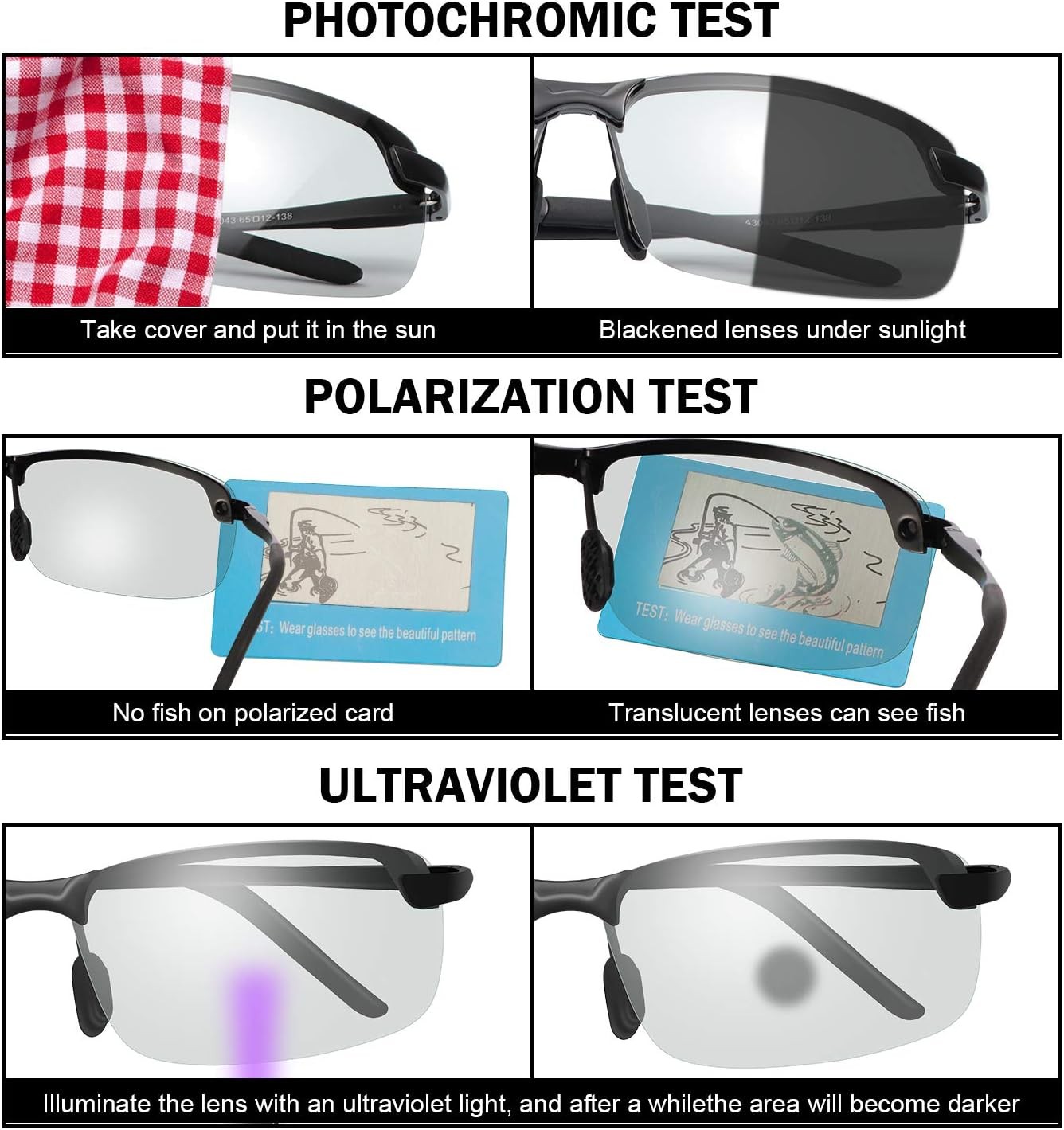 Polarized Photochromic Sunglasses Outdoor Sports Driving Anti Glare UV400