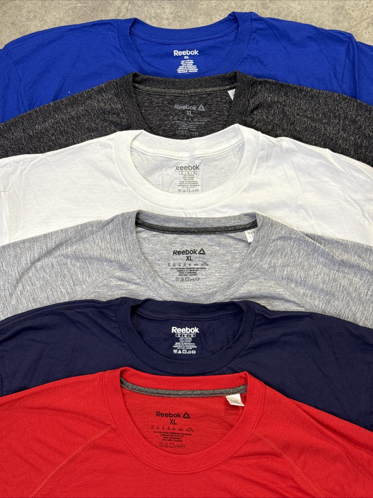 Reebok Men’s Short Sleeve 6 Pack New T-Shirt, Size LARGE (6 Colors Pack)