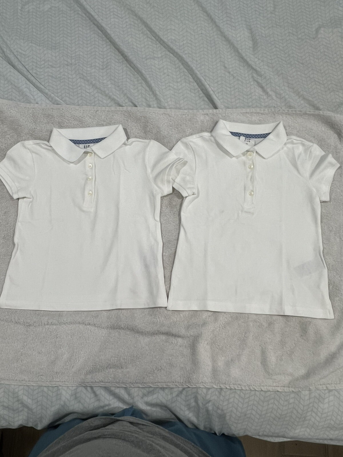 Girls Gap Kids White Polo Shirt Lot Uniform Size XS Peter Pan Collar Button